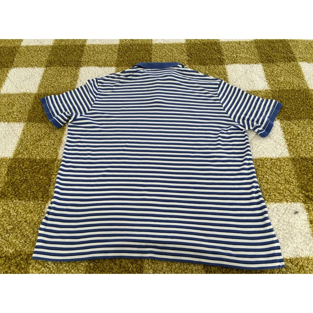 Polo Ralph Lauren Mens XXL Blue White Striped Short Sleeve Cotton Polo Shirt